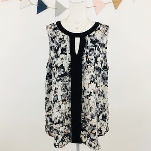 Vince Camuto Placket Front Watercolor Floral Tunic